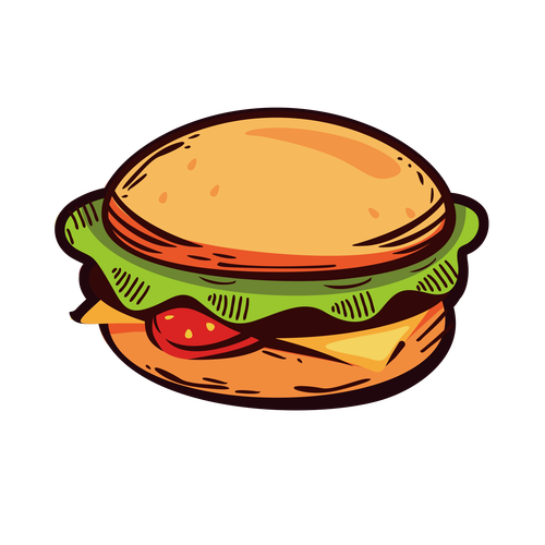手绘卡通快餐汉堡包素材图片