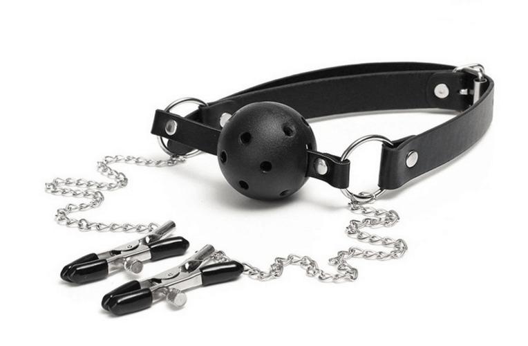 sm bondage restraints sex toy product with nipple clip