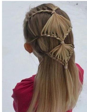 小女孩各种辫子发型扎法图解小女孩后梳长直发公主头发型小孩子梳