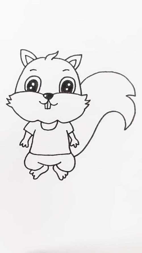 画卡通小松鼠 #动物简笔画 #绘画教程 #感谢上热门_腾讯视频