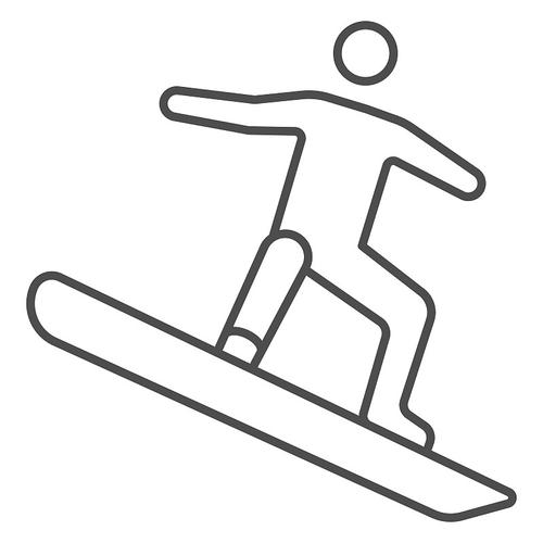 自由式滑雪板细线冬季图标图片