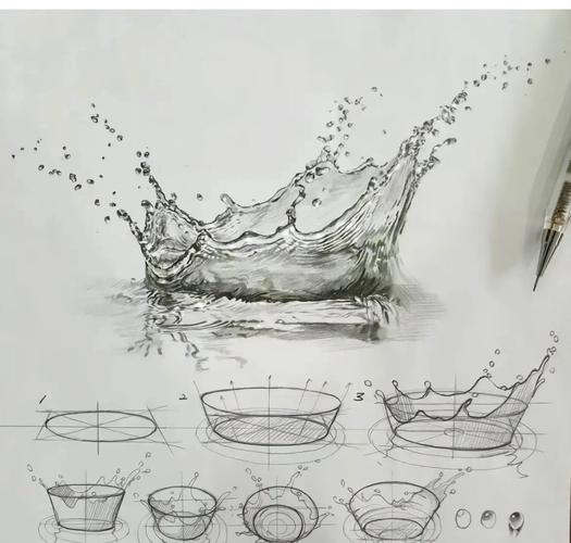 水滴画法素描画