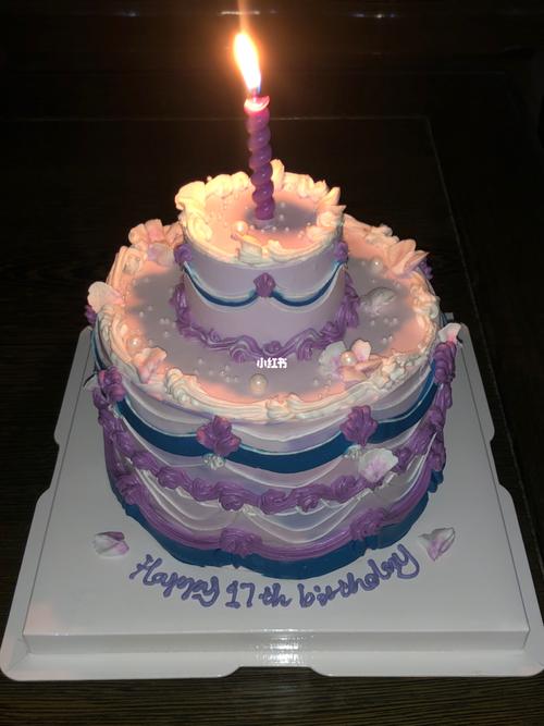 紫色双层蛋糕6774寸不撞款蛋糕