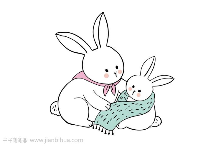 有爱的兔子母女简笔画图片