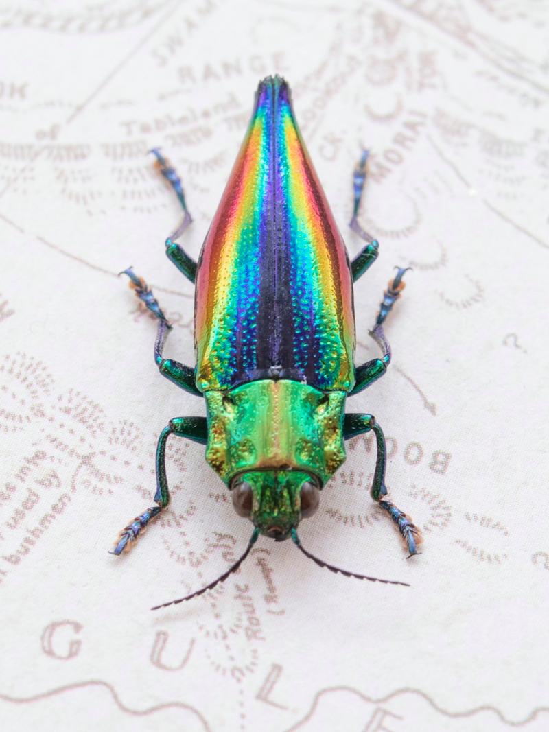 拥有它就拥有了彩虹——彩虹锥翅吉丁虫 个头很小