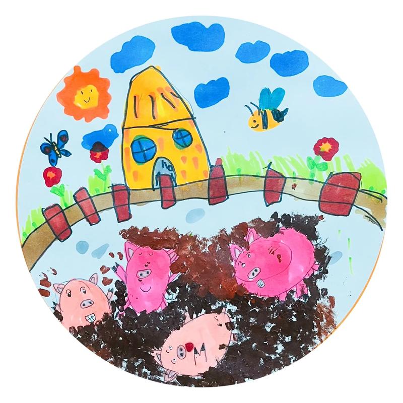 幼儿大班《小猪玩泥巴》跳的真精彩呀#儿童绘画作品 #宝宝学画 - 抖音