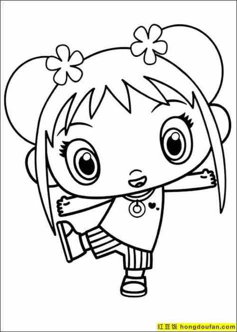 10张犀牛考拉女孩猴子卡通涂色图片免费下载简笔画可爱小女孩,马住教