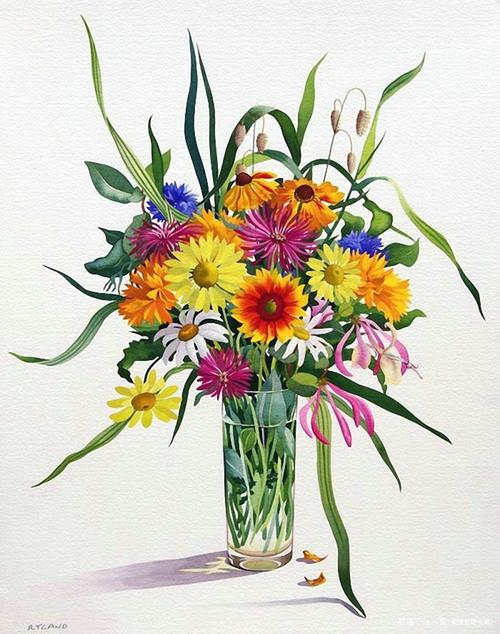 英国画家克里斯托弗静物花卉水彩画作品欣赏