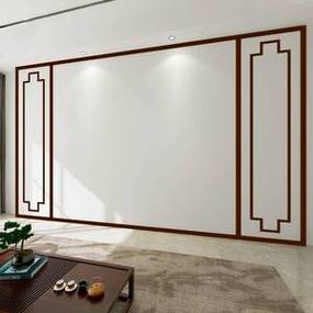 新新中式电视背景墙装饰边框实木线花条框造框型边造型格栅格护墙