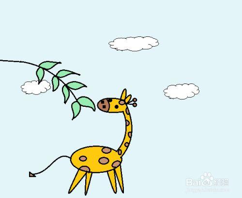 吃树叶的长颈鹿怎么画
