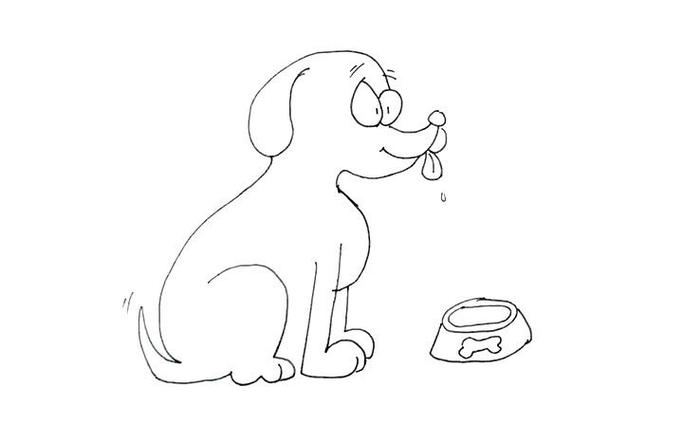 在吃东西的小狗怎么画_简笔画_ps家园网