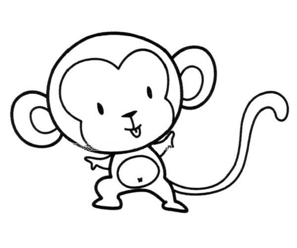 小猴子简笔画/创意美术/简笔画素材/儿童画 小猴子美术,简单的结构