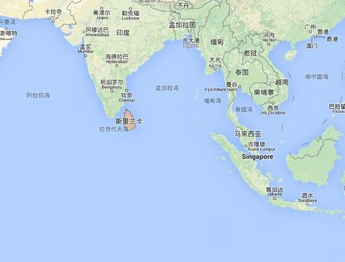 资料图:斯里兰卡位置示意图   原标题:中国海军潜艇访问斯里兰卡 首次