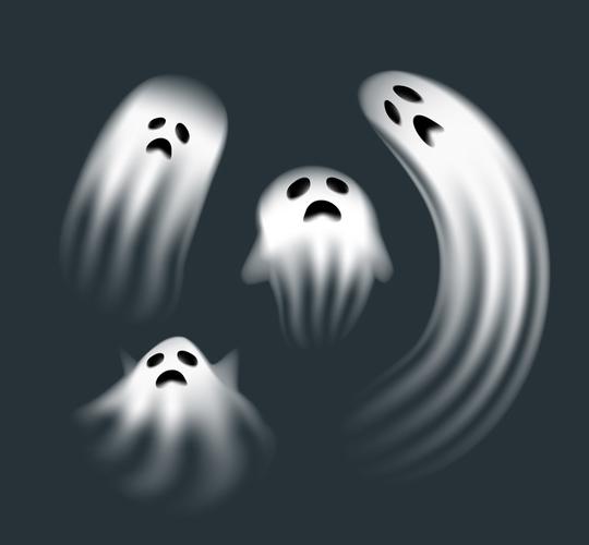 4款动感白色幽灵设计矢量素材
