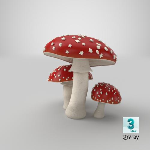 鹅膏菌蘑菇3d模型