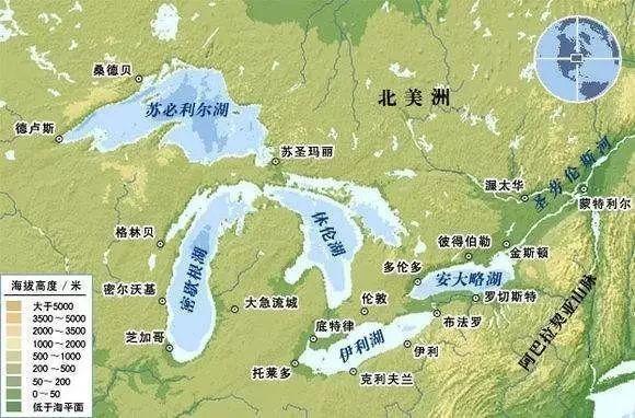 美国五大湖与中国五大湖美国一个湖是我国五大淡水湖水量的83倍