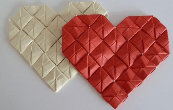 折立体的爱心的折纸图解