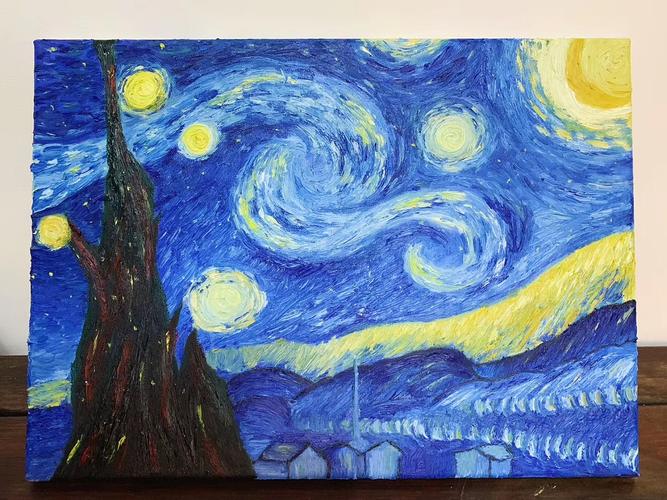 油画——梵高《星月夜》