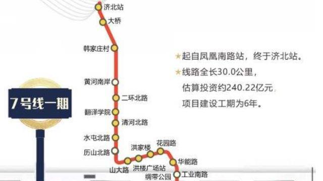 济南地铁七号线估算投资240.22亿元,建设工期六年