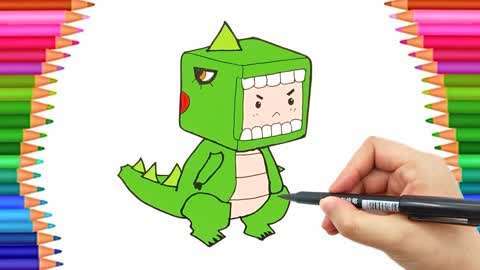手工绘画作品,教你画迷你世界里的迷斯拉小恐龙!