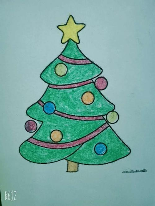 龙湖幼儿园小一班绘画《圣诞树》