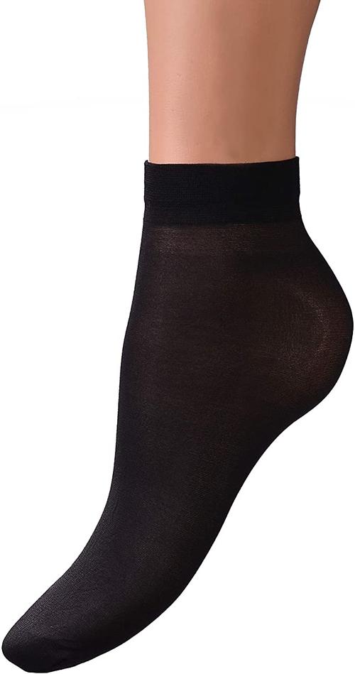 透明短袜 8 双装 - 女士可爱透明袜子 黑色 one size 【intrigue】
