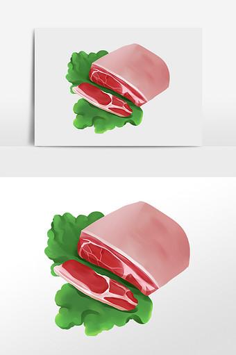 写实生鲜猪肉手绘插画
