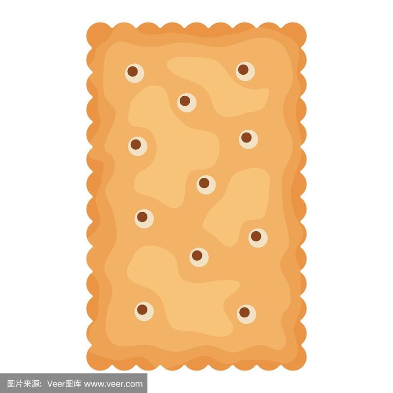 饼干片的形状矩形孤立在白色