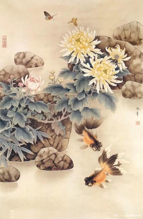 优秀传统中国画——品菊
