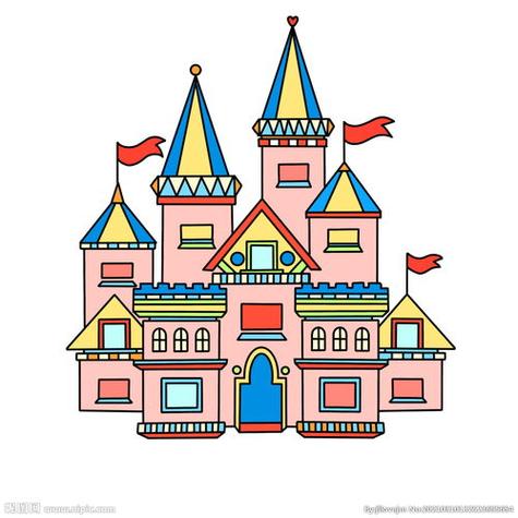 卡通彩色城堡免抠图图片