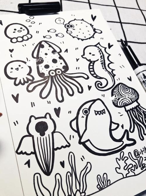 零基础简笔画|doodle|海洋小动物～_简笔画_画个简笔画_人文_绘画