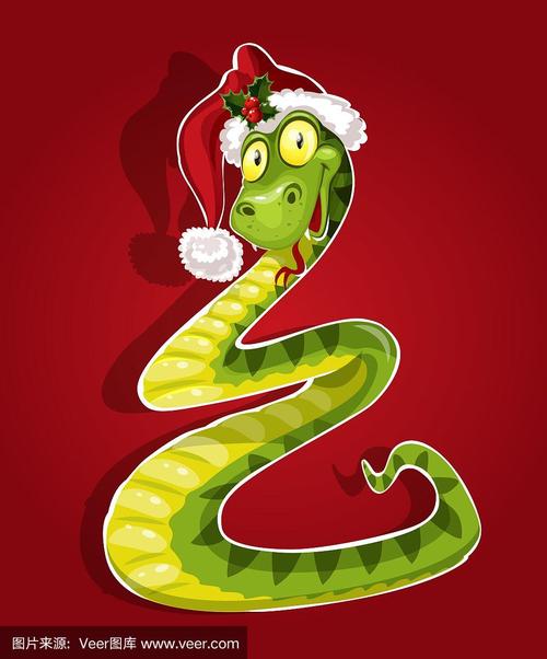 新年蛇在红色的背景