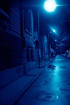 街道,蓝色,夜晚,鲜明