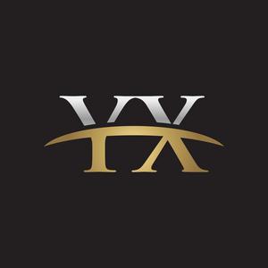 首字母 yx 银金耐克标志旋风 logo 黑色背景照片
