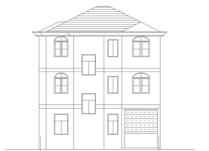 砖混结构户型三层新农村单家独院式别墅建筑施工图(cad 效果图)