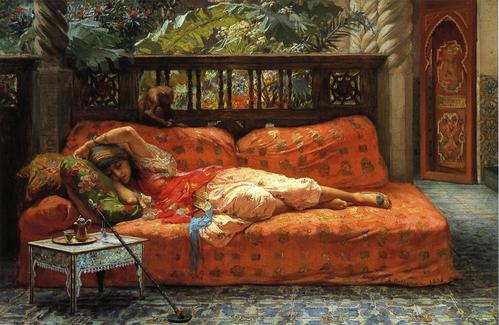 午睡, 油画 通过 frederick arthur bridgman (1847-1928, united