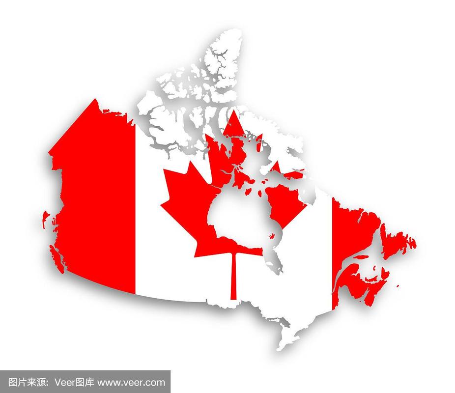 里面有国旗的加拿大地图