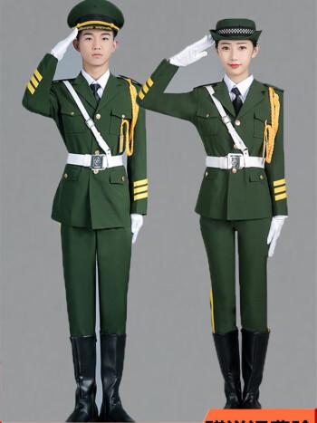 国旗护卫队礼服中学生升旗服装仪仗队班手护旗手仪式 男绿色12件套
