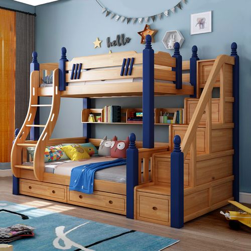 登喜华菲多功能橡木儿童床高低床上下床双层床全实木床儿童床母子床上