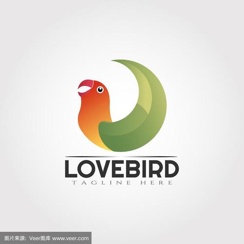 鹦鹉鸟标志设计lovebird图标
