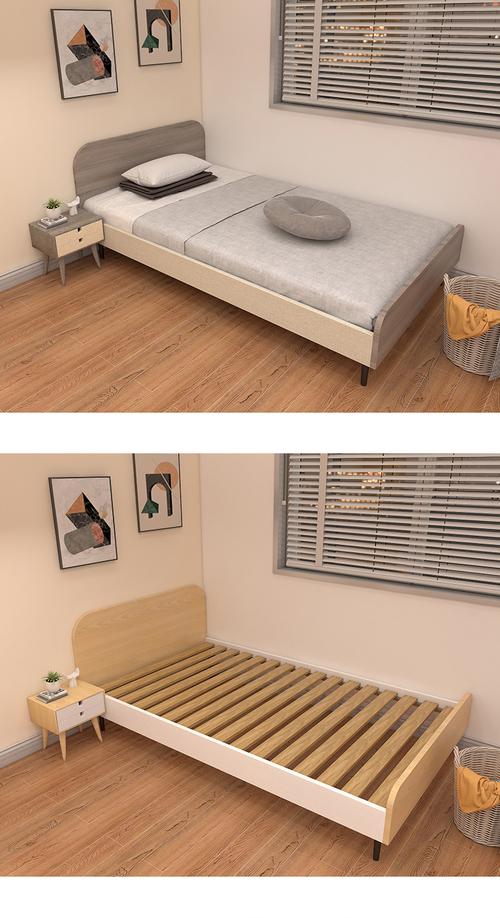 一米二小床单人床1米12米架子床小户型收纳箱体床现代简约床银杏配