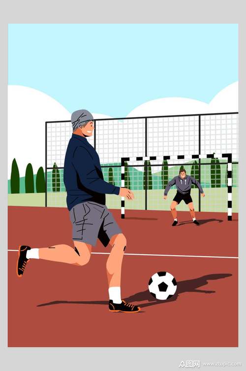 踢足球体育插画素材