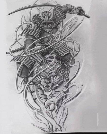 42组日式武士纹身手稿图案