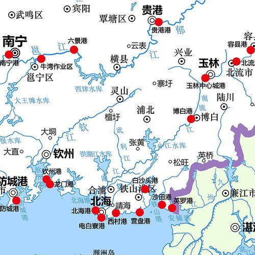 超高清广西航道港口分布图_广西水路交通地图