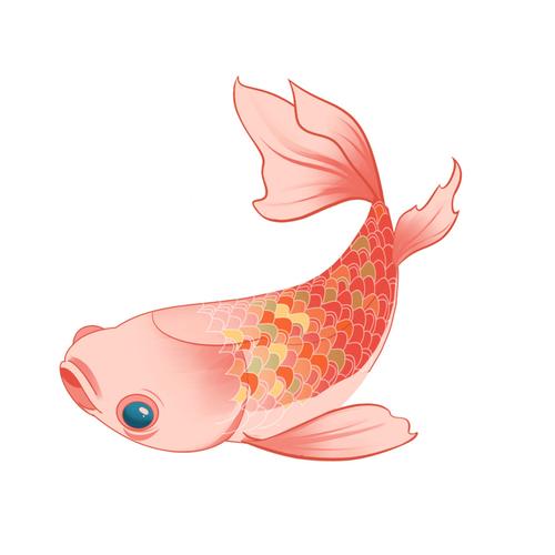 红色手绘卡通金鱼锦鲤动物元素gif鱼元素[gif]