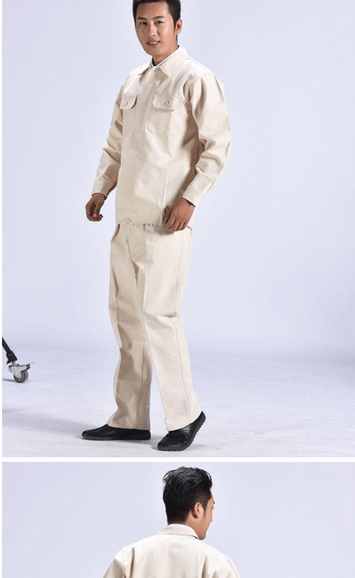 加厚白帆布电焊工作服套装男长袖 焊工服加厚耐磨帆布套装防烫 白色