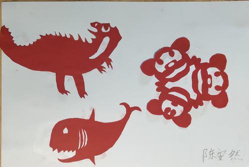 丹青书画剪纸暑期儿童画班和素描班剪纸作品展示