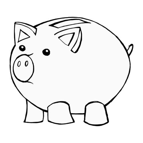 小猪银行,手绘,卡通,矢量插画的储钱罐