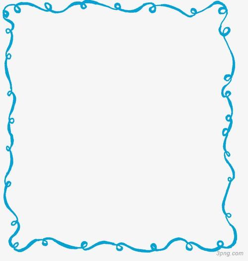 手绘手绘边框 蓝色线条边框png素材透明免抠图片-卡通手绘-三元素3png