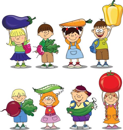 与蔬菜卡通儿童,与蔬菜卡通儿童